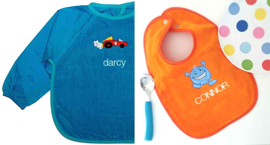 personalised embroidered baby bibs